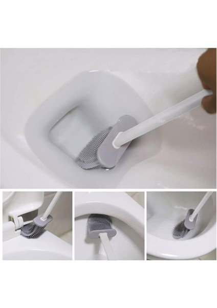 Toilet Bükülebilir Pratik Silikon Wc Klozet Fırçası-Beyaz