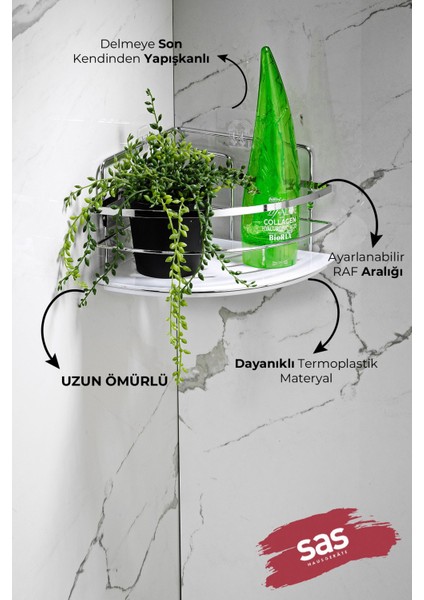 Yapışkanlı Ömür Boyu Paslanmaz Kristal Ayarlanabilir Raf Banyo Düzenleyici Şampuanlık LK-01 KB