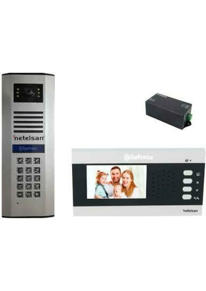4.3" Konuşmalı ve Görüntülü LCD Ekranlı 3 Alvara Şube+ Şifreli Dış Panel+Adaptör