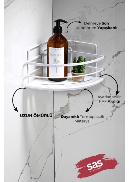 Yapışkanlı Ömür Boyu Paslanmaz Kristal Ayarlanabilir Raf Banyo Düzenleyici Şampuanlık LK-01 BB