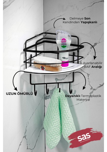 Yapışkanlı Ömür Boyu Paslanmaz Kristal Ayarlanabilir Raf Banyo Düzenleyici Şampuanlık LK-01 SBSK