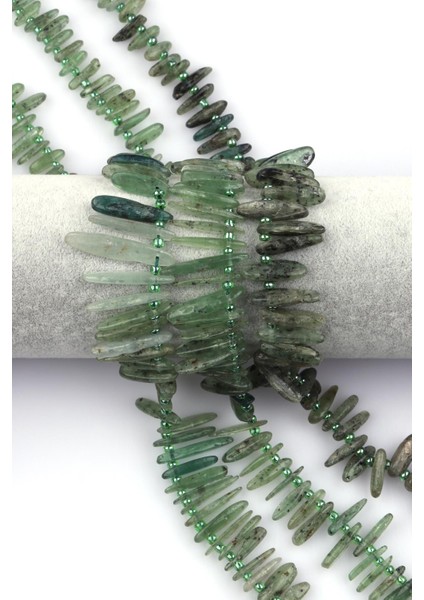 Yeşil Kyanit Doğal Taş Saçaklı Kırıktaş Dizi