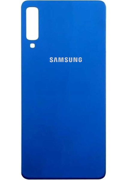 Samsung Galaxy A7 A750 Arka Pil Batarya Kapağı Cam Mavi