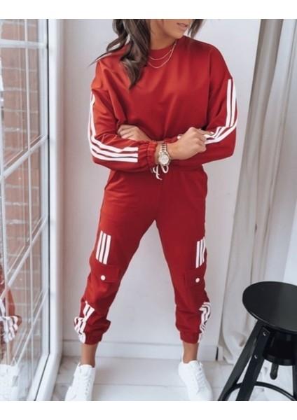 Kadın Beyaz Şerit Detay Kargo Cep Iki Iplik Ikili Takım modelleri