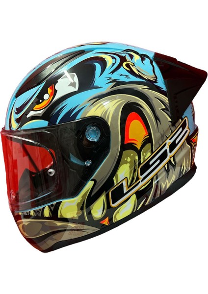 Rapıd 2 Race Neo Mavi-Mor Kask+Spoiler