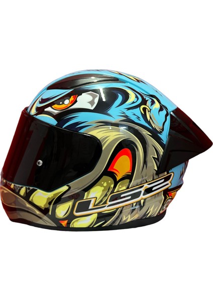 Rapıd2 Race Neo Mavi-Mor Kask + Spoiler Set (Şeffaf Kask Camı Hediyeli)