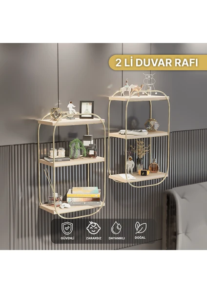 Duvar Raf 2li Set Duvar Rafı Oval Raf Yatak Odası Komodin 2li Berjer Set Ayaksız Duvar Raf