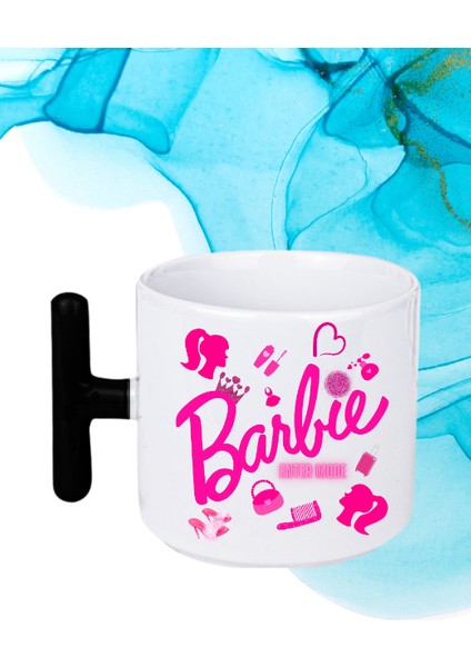 Enter Mode Barbie Baskılı T Saplı Kupa Bardak Porselen Çay Kahve Fincanı