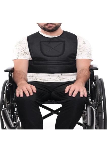 Tekerlekli Sandalye Için Yelek Tipi Destekli Emniyet Kemeri Siyah