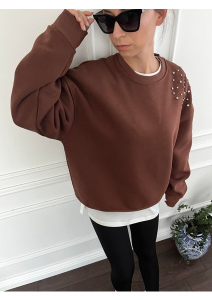 Zr Kahverengi Taşlı Sweat modelleri