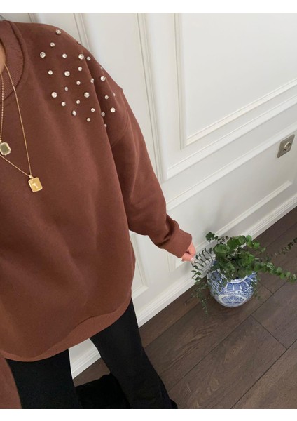 Zr Kahverengi Taşlı Sweat fırsatları