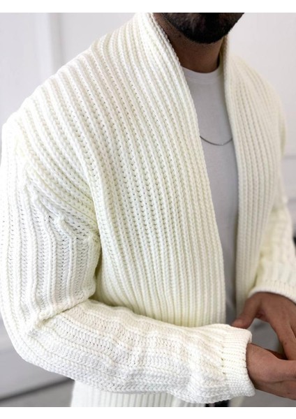 Hırka Kalın Örgü Şal Yaka Cepli Panço Triko Hırka