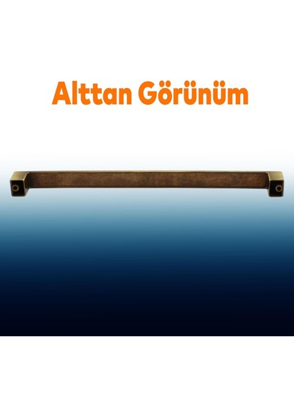 Bihter (224 mm - 22.4 cm) Antik Sarı Metal Mobilya Mutfak Dolabı Çekmece Dolap Kapak Kulpu Kulbu Kulpları