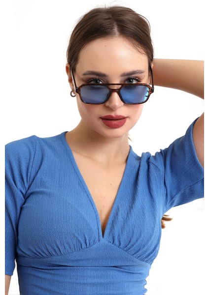 Unisex Leopar Vintage Kemik Güneş Gözlüğü