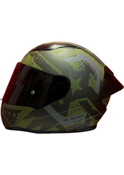 Rapıd 2 Race Thunder Bırds Uyumlu Mat Yeşil-Siyah-Gri Kask+Spoiler Set