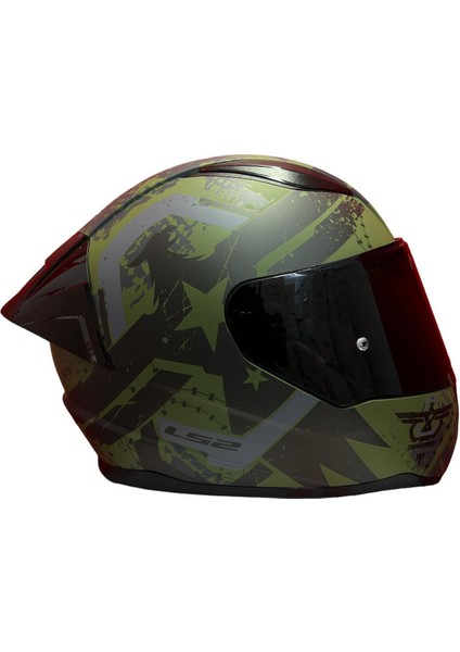 Rapıd 2 Race Thunder Bırds Uyumlu Mat Yeşil-Siyah-Gri Kask+Spoiler Set modelleri