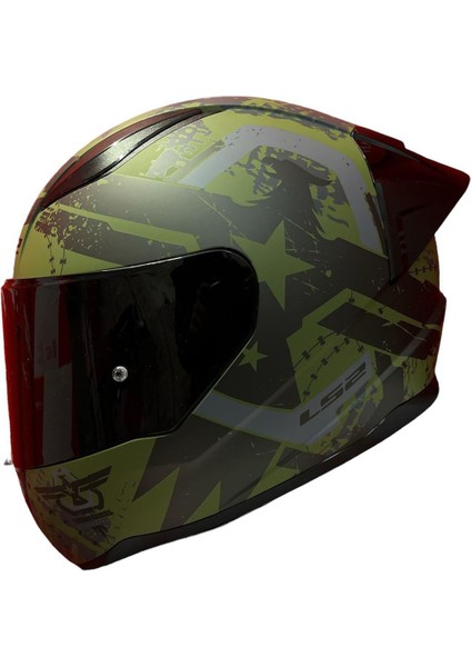 Rapıd 2 Race Thunder Bırds Mat Yeşil-Siyah-Gri Kask+Spoiler Set (Şeffaf Kask Camı Hediyeli )