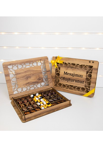 Kişiye Özel Ahşap Kutuda 30'lu Hediyelik Çikolata Draje