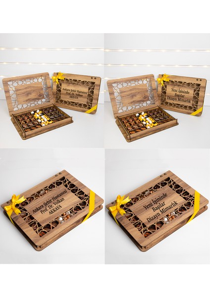 Kişiye Özel Ahşap Kutuda 30'lu Hediyelik Çikolata Draje modelleri