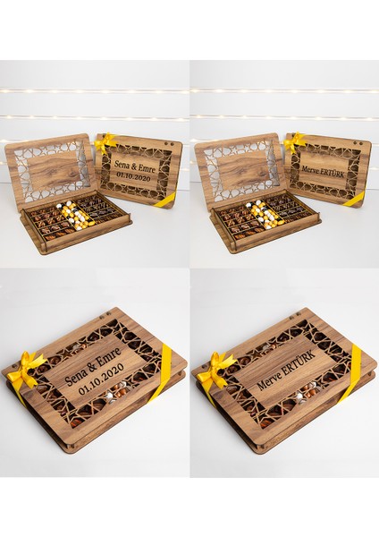Kişiye Özel Ahşap Kutuda 30'lu Hediyelik Çikolata Draje fırsatları