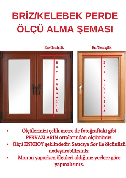 Kelebek Perde, Briz Çubuklu Perde, Kapı-Pencere Içi Tül Perde Mutfak Tül Perde, Briz Çubukları Dahil fırsatları