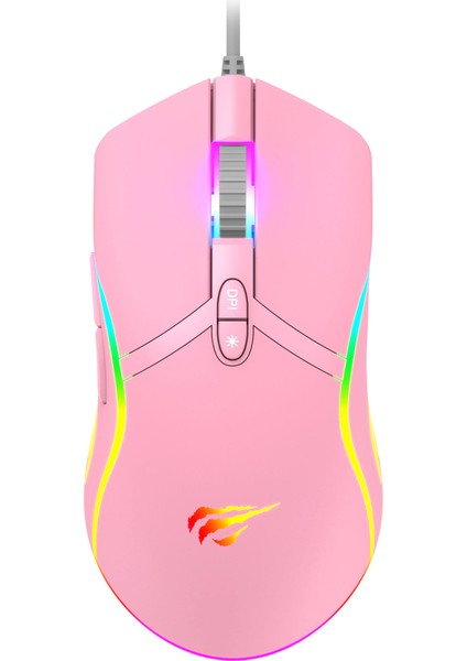 Gamenote MS1026 Rgb Uyumlu Pembe Gaming Oyuncu Mouse 6400DPI