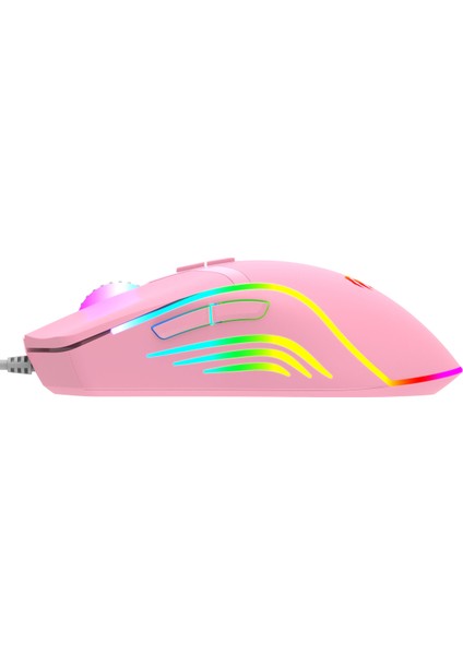 Gamenote MS1026 Rgb Uyumlu Pembe Gaming Oyuncu Mouse 6400DPI