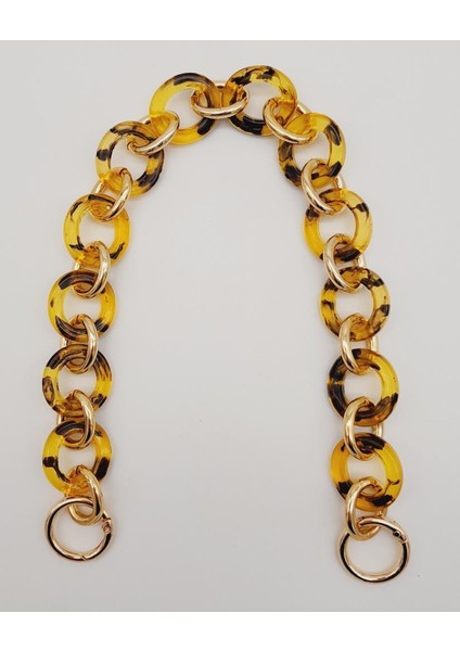 43 cm Leopar Desen Yaylı Halkalı Akrilik Zincir