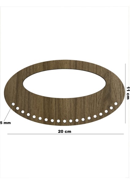 Ahşap Elips Çanta Sapı Kayın Mdf 3mm 20X11CM Çanta Kulp