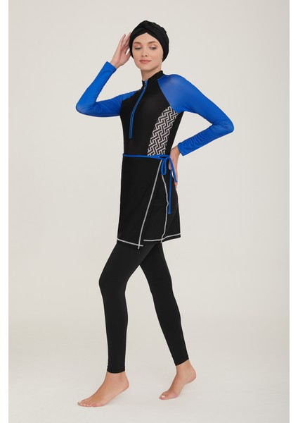 3 Farklı Şekilde Giyilebilir Likralı Tesettür Mayo Collar 4455 Siyah Remsa Mayo fırsatları