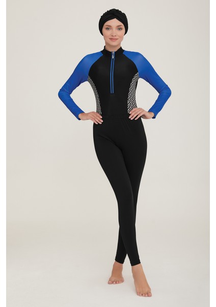 3 Farklı Şekilde Giyilebilir Likralı Tesettür Mayo Collar 4455 Siyah Remsa Mayo indirimleri