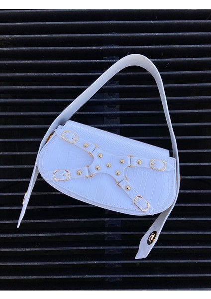 Kroko Desen Özel Kilit Sistemli Kadın Omuz Çantası