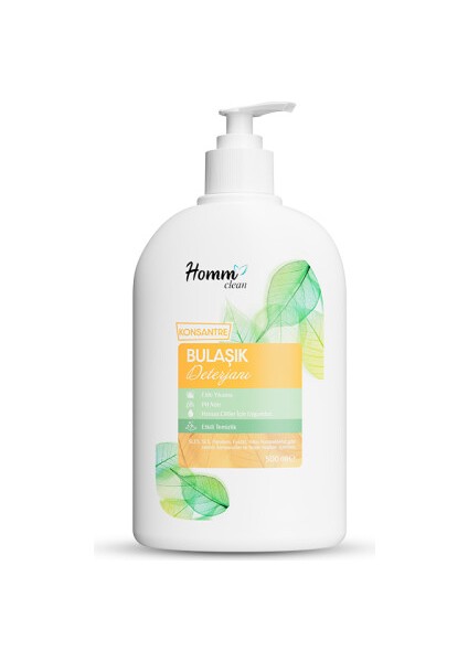 Homm Clean Konsantre Bulaşık Deterjanı (Elde Yıkama) 500 ml