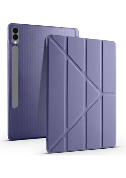 Galaxy Tab S9 Plus Kılıf Tri Folding Kalem Bölmeli Standlı Kılıf