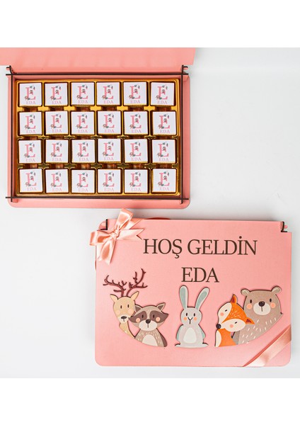 Bebek Çikolatası Ahşap Kutulu 72'li Madlen Çikolata