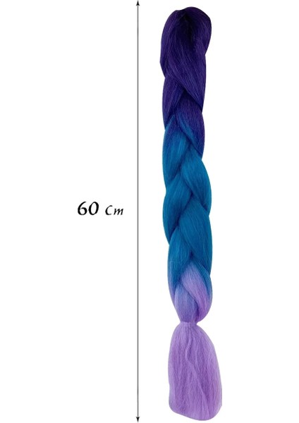 Mor Üç Renk Ombreli Afrika Zenci Örgüsü Box Braid Sentetik Saç 60 cm 100 gr