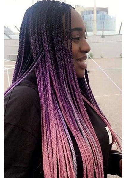 Karışık Renk Afrika Zenci Örgüsü Box Braid Sentetik Saç 60cm 100gr