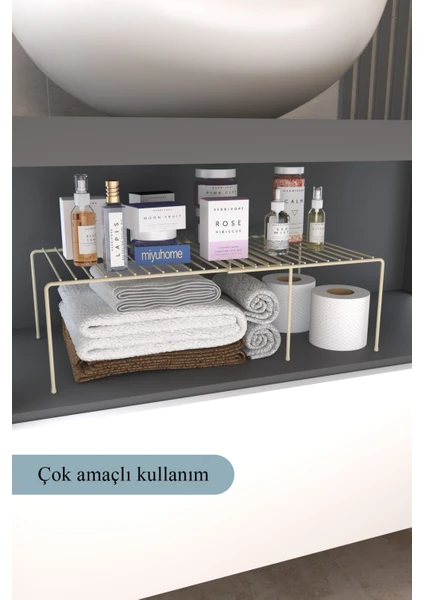 Genişletilebilir Raf Ayarlanabilir Dolap Içi Düzenleyici Mutfak Düzenleyici Banyo Düzenleyici Bej