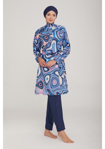 Paraşüt Tam Kapalı Tesettür Mayo Felix 1332 Koyu Lacivert Remsa Mayo modelleri