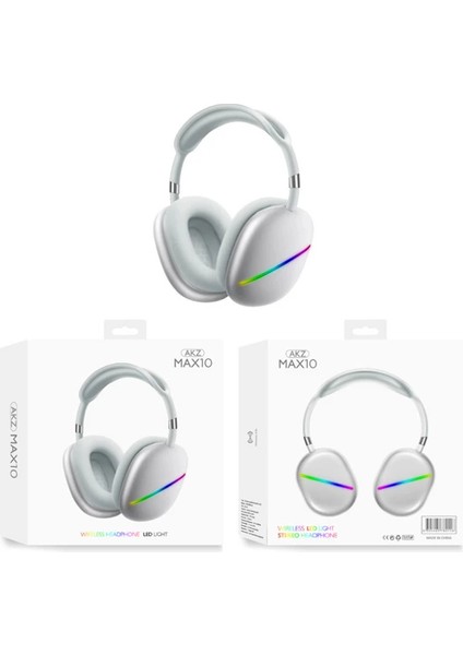 MAX10 LED Işıklı Kulak Üstü Kablosuz Bluetooth Kulaklık