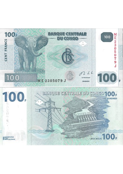 Demokratik Kongo 100 Frank 2013 Yılı Yabancı Kağıt Para Çil (Unc) Koleksiyon Para