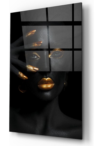 Altın Kadın Dekoratif Cam Tablo modelleri