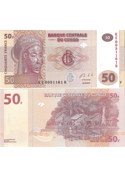 Demokratik Kongo 50 Frank 2013 Yılı Yabancı Kağıt Para Çil (Unc) Koleksiyon Para