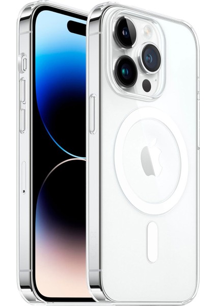 Apple iPhone 14 Pro Kılıf Şeffaf Sararmaz Kristal Magsafe Altı Açık Sert Pc Premium Kapak