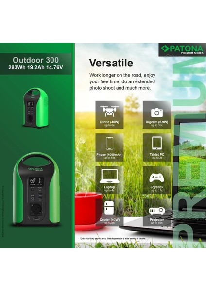 9990 Taşınabilir Güç Istasyonu Powerstation Outdoor 300 / 300W 283WH PD60W USB5V/3A DC12V/5A 24FİLM