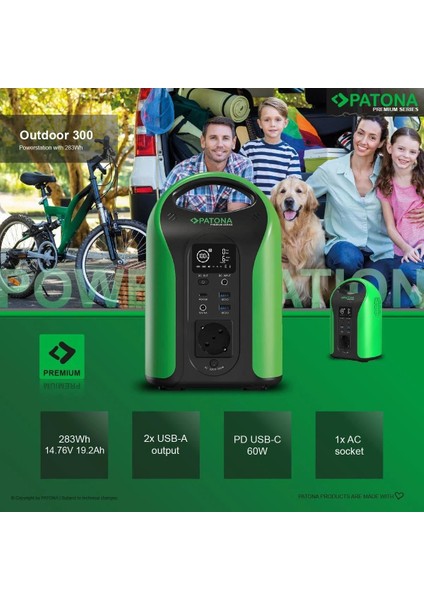 9990 Taşınabilir Güç Istasyonu Powerstation Outdoor 300 / 300W 283WH PD60W USB5V/3A DC12V/5A 24FİLM