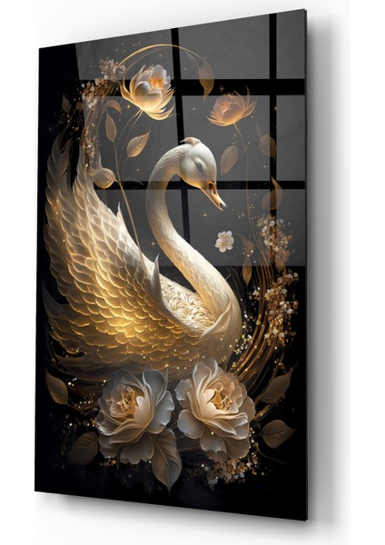 Kuğu Dekoratif Cam Tablo - Ev ve Ofis Dekorasyonu modelleri