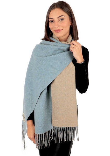 Mavi Bej Çift Taraflı Kışlık Şal fiyatları