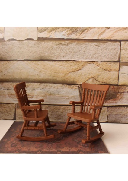 Kahverengi 2adet Minyatür Sallanan Sandalye