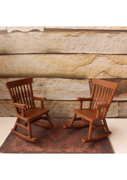 Kahverengi 2adet Minyatür Sallanan Sandalye modelleri